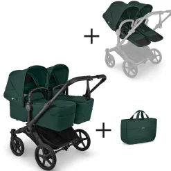 Bugaboo Tweeling Kinderwagen Donkey 6 Compleet Black - Fern Green