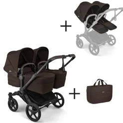 Bugaboo Tweeling Kinderwagen Donkey 6 Compleet Black - Cocoa Brown