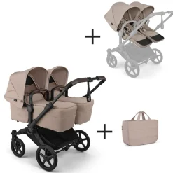 Bugaboo Tweeling Kinderwagen Donkey 6 Compleet Black - Desert Taupe Melange