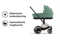 Cybex E-Priam Kinderwagen Compleet Leaf Green - Rosegold Frame