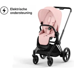 Cybex E-Priam Kinderwagen Compleet Peach Pink - Matt Black Frame