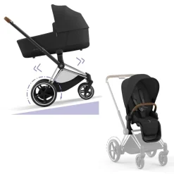 Cybex E-Priam Kinderwagen Compleet Sepia Black - Chrome Brown Frame