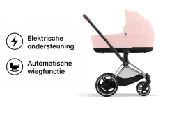 Cybex E-Priam Kinderwagen Compleet Peach Pink - Chrome Brown Frame
