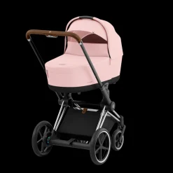 Cybex E-Priam Kinderwagen Compleet Peach Pink - Chrome Brown Frame
