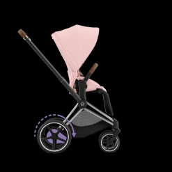 Cybex E-Priam Kinderwagen Compleet Peach Pink - Chrome Brown Frame