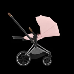Cybex E-Priam Kinderwagen Compleet Peach Pink - Chrome Brown Frame