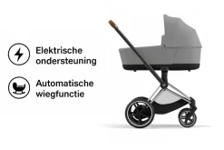 Cybex E-Priam Kinderwagen Compleet Mirage Grey - Chrome Brown Frame