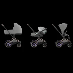 Cybex E-Priam Kinderwagen Compleet Mirage Grey - Rosegold Frame