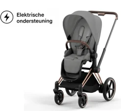 Cybex E-Priam Kinderwagen Compleet Mirage Grey - Rosegold Frame