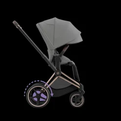 Cybex E-Priam Kinderwagen Compleet Mirage Grey - Rosegold Frame