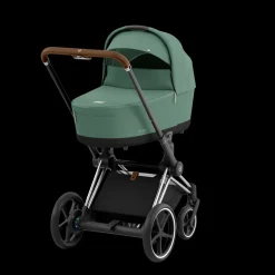 Cybex E-Priam Kinderwagen Compleet Leaf Green - Chrome Brown Frame