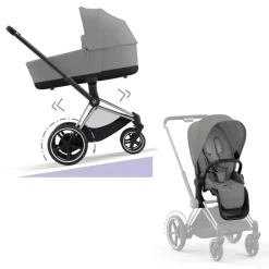 Cybex E-Priam Kinderwagen Compleet Mirage Grey - Chrome Black Frame