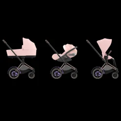 Cybex E-Priam Kinderwagen Compleet Peach Pink - Rosegold Frame