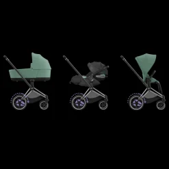 Cybex E-Priam Kinderwagen Compleet Leaf Green - Chrome Black Frame