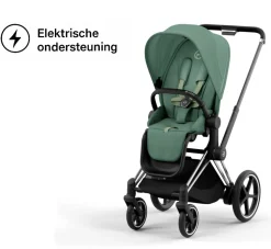 Cybex E-Priam Kinderwagen Compleet Leaf Green - Chrome Black Frame