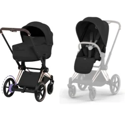 Cybex Kinderwagen e-Priam 5 Compleet Comfort Rosegold Frame - Sepia Black