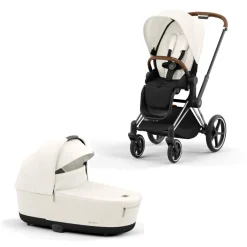 Cybex Priam Kinderwagen Compleet Off White - Chrome Brown Frame