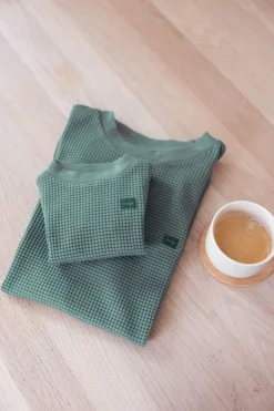 Feetje Pyjama Volwassen Wafel Zeegroen – Family Edition