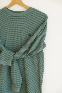 Feetje Pyjama Volwassen Wafel Zeegroen – Family Edition