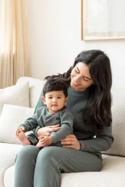 Feetje Pyjama Volwassen Wafel Zeegroen – Family Edition