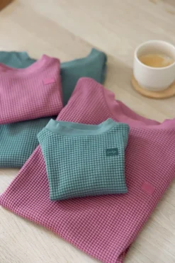 Feetje Pyjama Volwassen Wafel Zeegroen – Family Edition