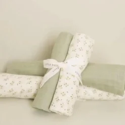 Little Dutch Swaddle Blueberry Leaves Groen 120 x 120