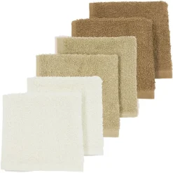 Meyco Monddoekjes Basic Badstof Offwhite/Sand/Toffee 6-pack