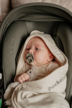 Puckababy Wikkeldeken Gogo Newborn Green Stripes Teddy 0 - 7 mnd
