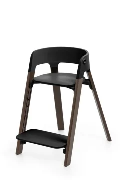 Stokke Steps Stoel Complete Set met Babyset en Tray – Black/Warm Brown