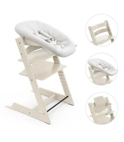 Stokke Tripp Trapp Stoel Bundel met BabySet² Vanilla White en Newborn Set Vanilla White