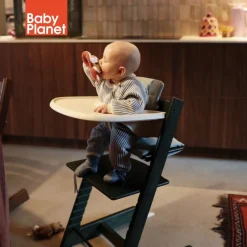 Stokke Tripp Trapp Stoel Marble Green Bundel met BabySet² en Tray - Vanilla White