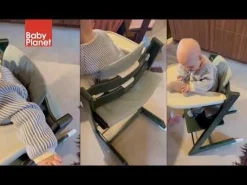 Stokke Tripp Trapp Stoel Marble Green Bundel met BabySet² en Tray - Vanilla White