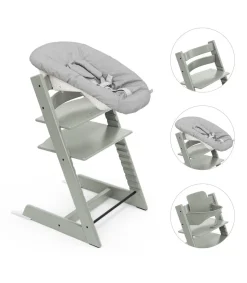 Stokke Tripp Trapp Stoel Bundel met BabySet² Glacier Green en Newborn Set Grey