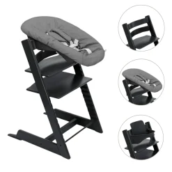 Stokke Tripp Trapp Stoel Bundel met BabySet² Black en Newborn Set Anthracite