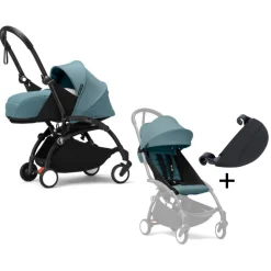 Stokke YOYO³ Kinderwagen Compleet met 0+ Newborn Pack Aqua – Black Frame