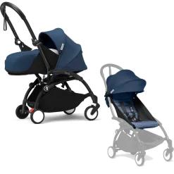 Stokke YOYO³ Kinderwagen Compleet met 0+ Newborn Pack Air France Blue– Black Frame