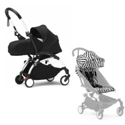 Stokke YOYO³ Kinderwagen Compleet Zebra met 0+ Newborn Pack Black – White Frame