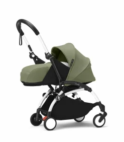 Stokke YOYO³ Kinderwagen Compleet met 0+ Newborn Pack Olive – White Frame