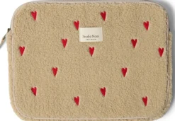 Studio Noos Laptop Sleeve Teddy Hearts Ecru 13 inch
