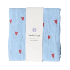 Studio Noos Swaddle Hearts Light Blue 120 x 120